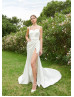 Ivory Satin Slit Exquisite Wedding Dress